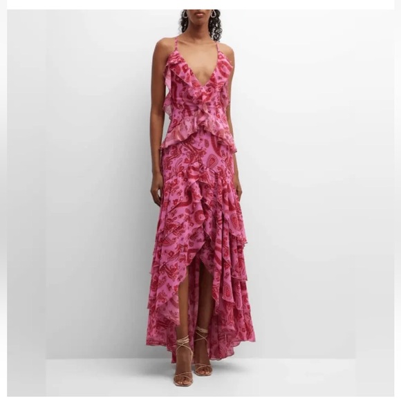 Anthropology Lace the label asymmetrical dress size small high low ruffle - Picture 7 of 10